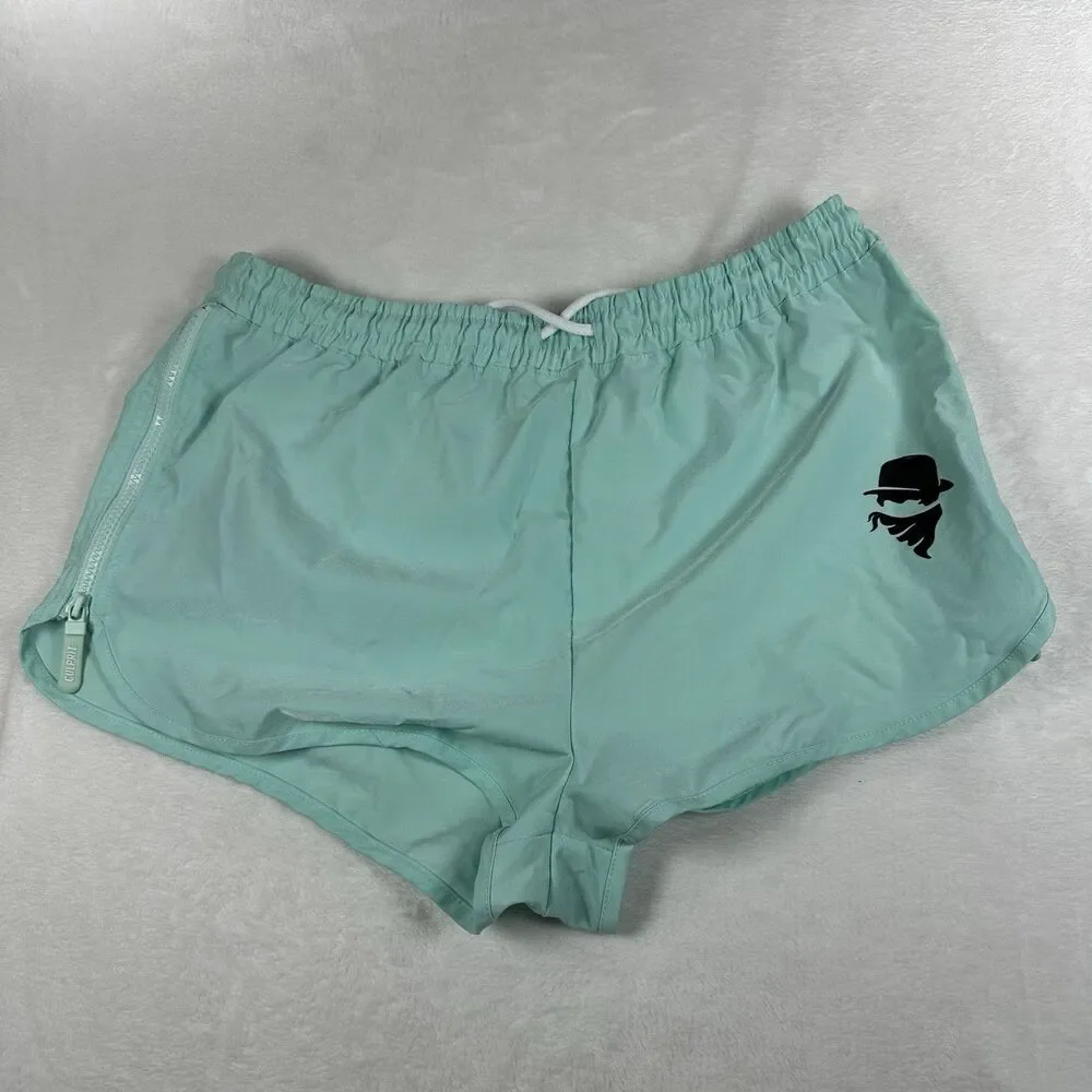 Culprit Mens XL Mint Swim Trunks Made USA Elastic Waist Zip Pocket Shorts